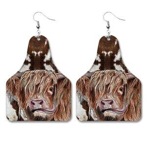 3For$20 Cow Animal American Western Cowboy Style Retro Leather Earrings